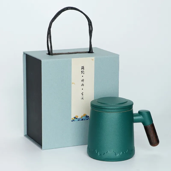 陶瓷泡茶壺禮盒-杯身雷射雕刻禮盒印刷LOGO