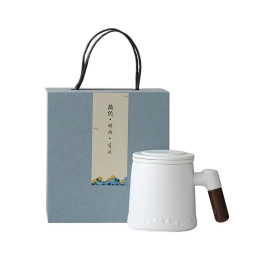 簡約木柄陶瓷泡茶壺禮盒