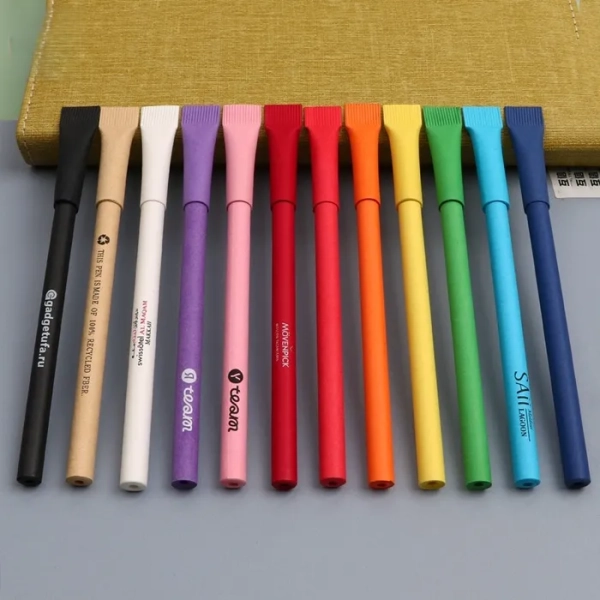 牛皮紙管環保筆-筆蓋式客製化LOGO印刷文具贈品
